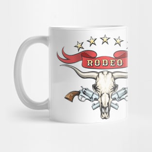 Rodeo Emblem with bull skull and revolvers Mug